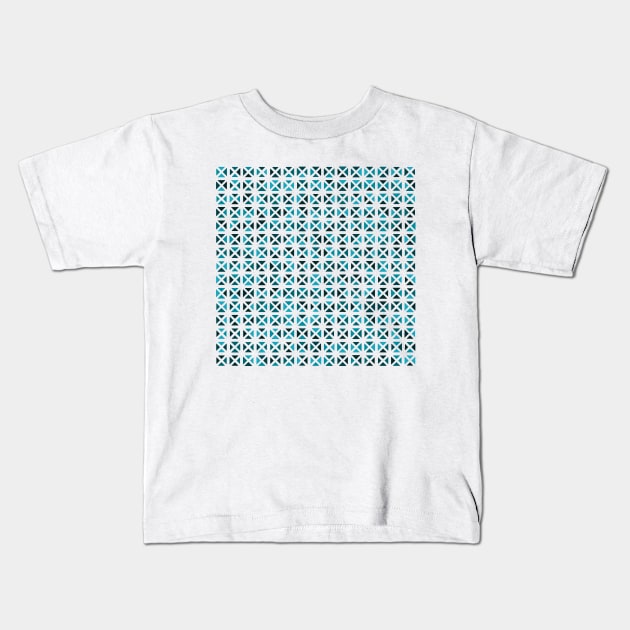 Rounded Triangle Pattern (Blue Green) Kids T-Shirt by John Uttley